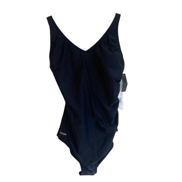 NWT Womens 6 Speedo BLACK "75466" One Piece Swimsuit Bathing Suit - Picture 2 of 7